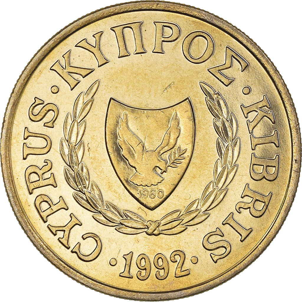 Moneta, Cypr, 10 Cents, 1992, MS(60-62), Mosiądz niklowy, KM:56.3