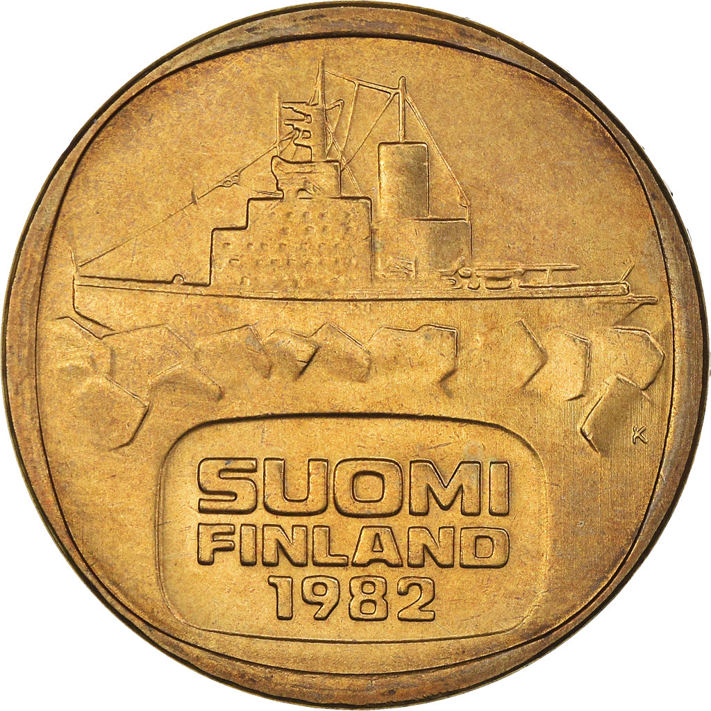 Moneta, Finlandia, 5 Markkaa, 1982, MS(64), Aluminium-Brąz, KM:57