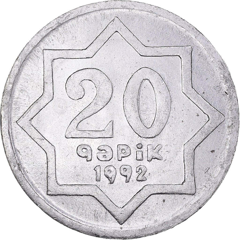 Monnaie, Azerbaïdjan, 20 Qapik, 1992, SUP, Aluminium, KM:3a