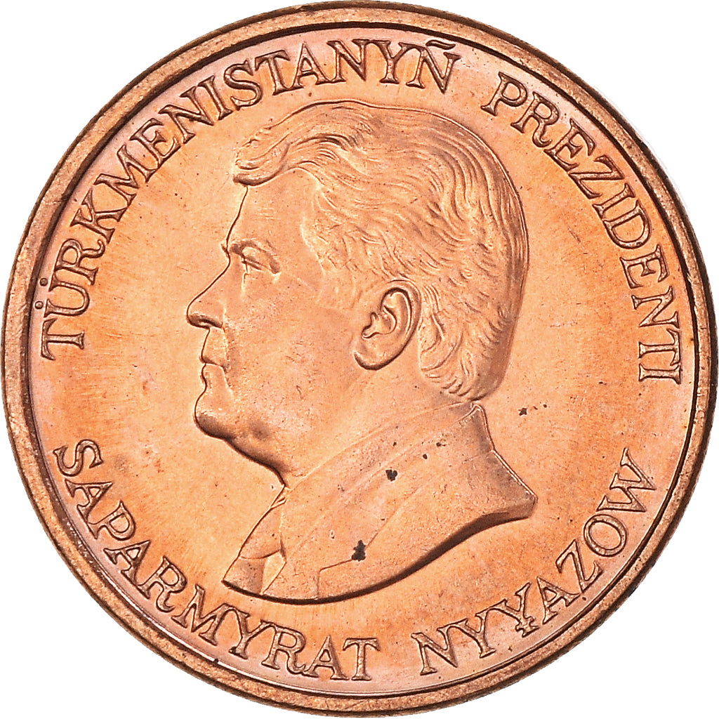 Coin, Turkmanistan, Tenge, 1993, MS(60-62), Copper Plated Steel, KM:1