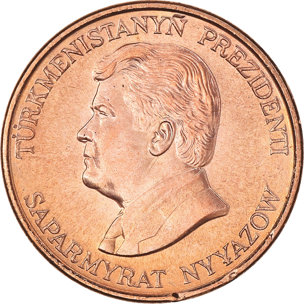 Coin, Turkmanistan, 5 Tenge, 1993, MS(63), Copper Plated Steel, KM:2