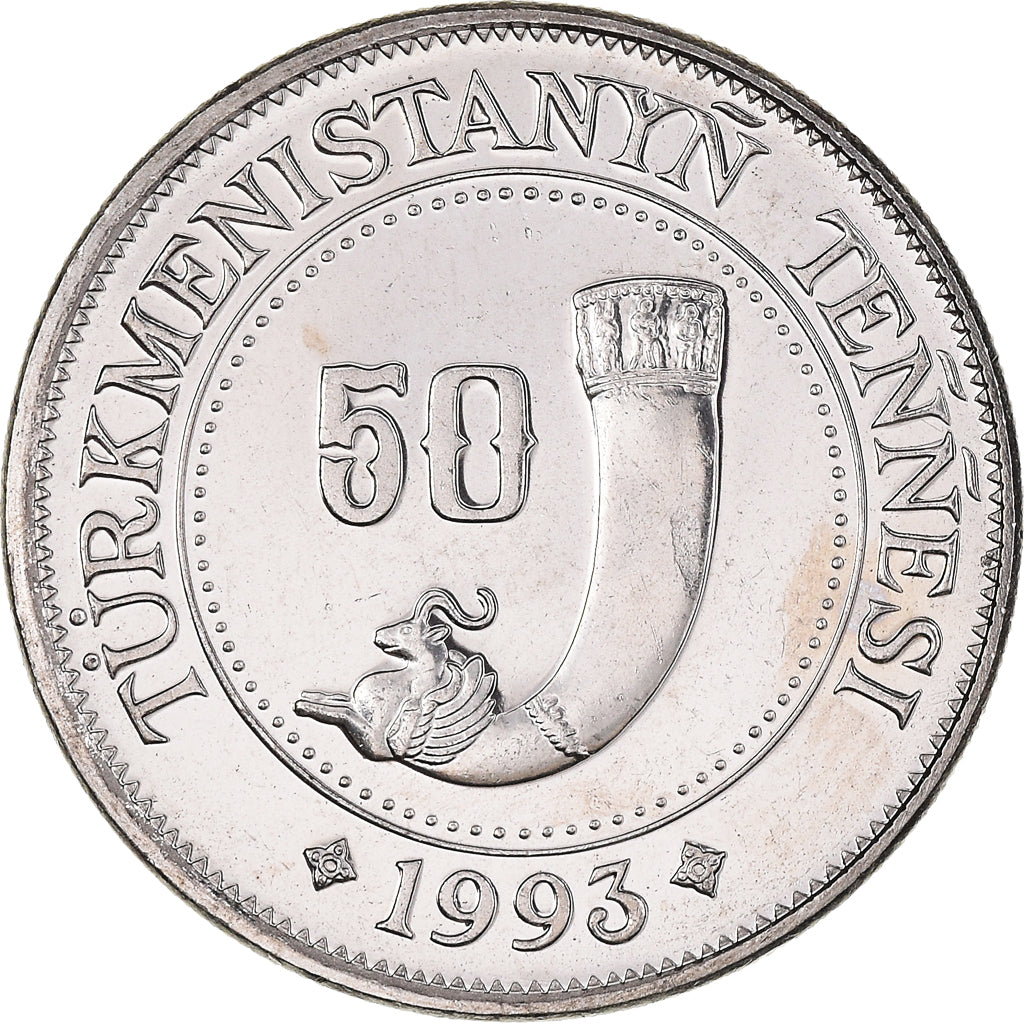 Munten, Turkmenistan, 50 Tenge, 1993, PR, Nickel plated steel, KM:5