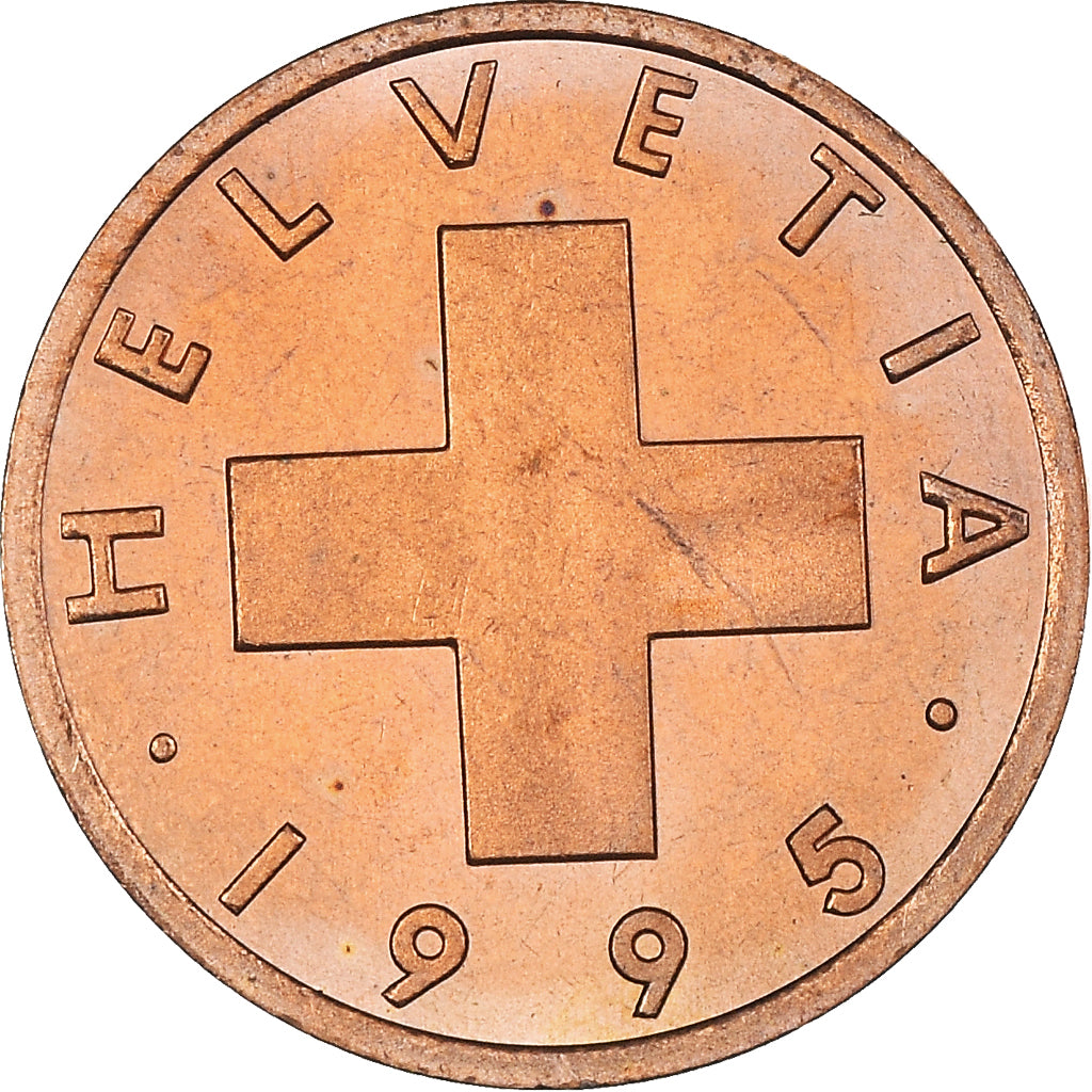 Coin, Switzerland, Rappen, 1995, Bern, MS(63), Bronze, KM:46