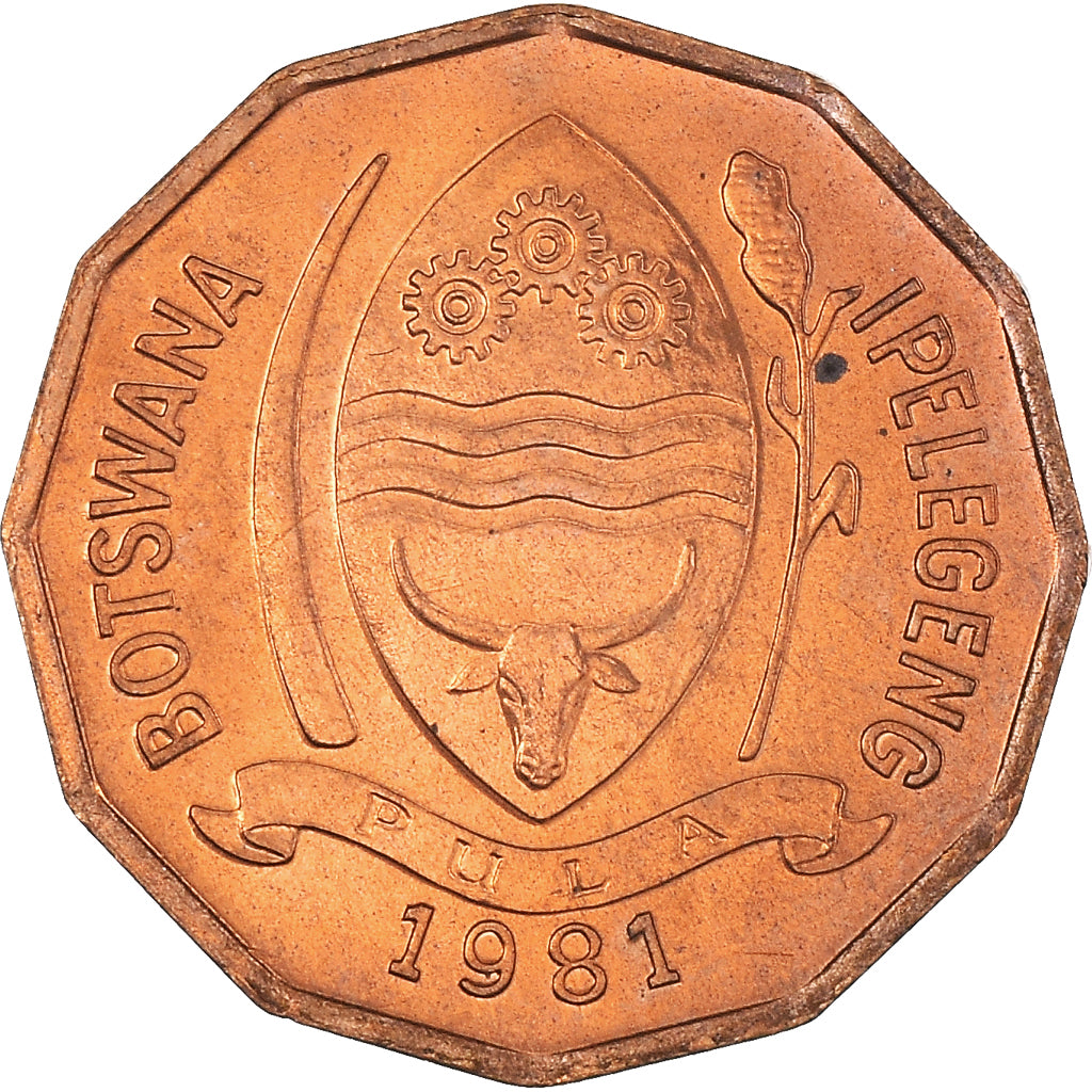 Munten, Botswana, 2 Thebe, 1981, UNC, Bronzen, KM:14
