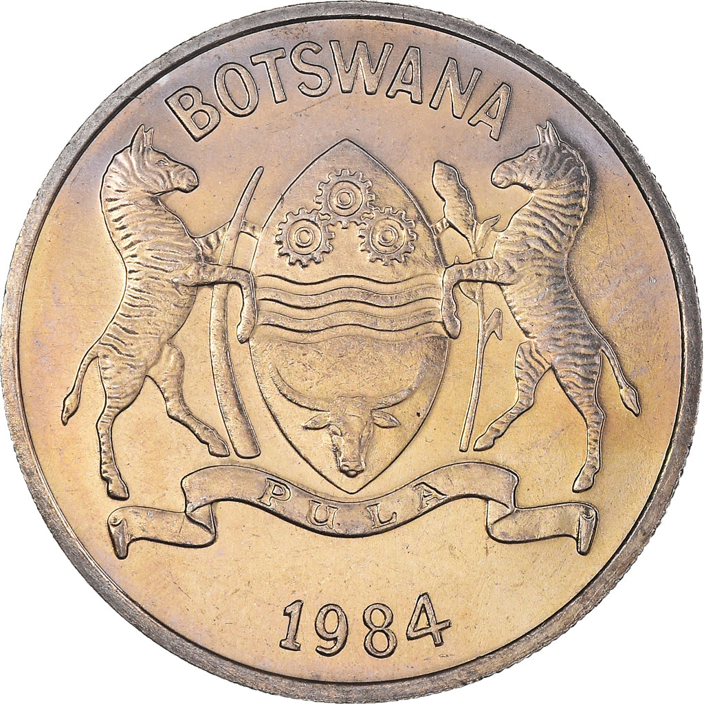 Coin, Botswana, 25 Thebe, 1984, British Royal Mint, MS(63), Copper-nickel, KM:6