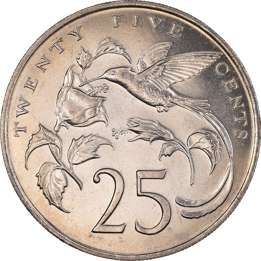 Coin, Jamaica, Elizabeth II, 25 Cents, 1986, Franklin Mint, MS(63)