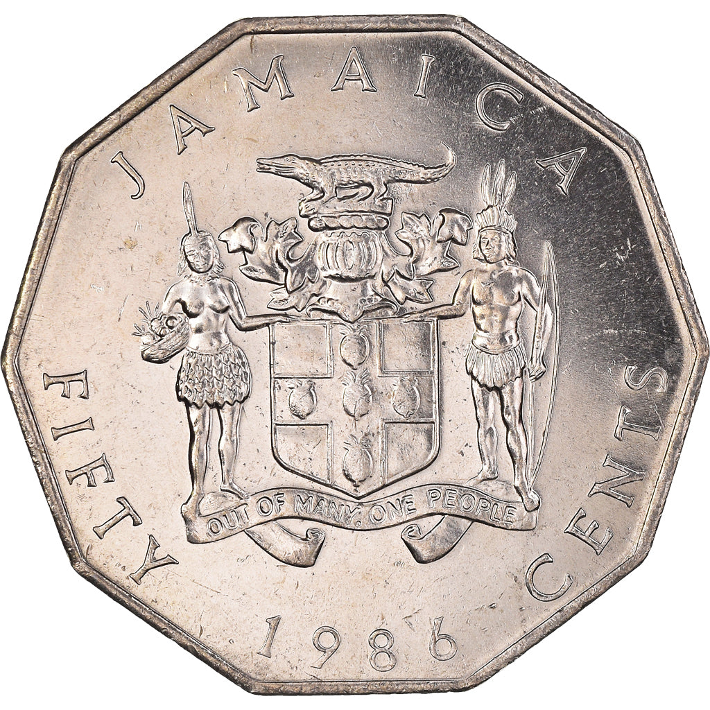Coin, Jamaica, Elizabeth II, 50 Cents, 1986, Franklin Mint, MS(60-62)