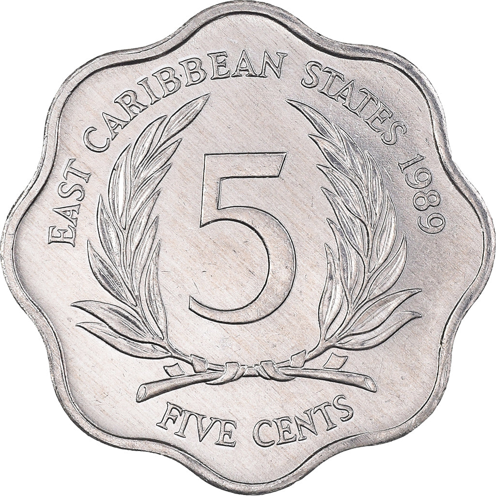 Moneta, Państwa Wschodnich Karaibów, Elizabeth II, 5 Cents, 1989, MS(60-62)