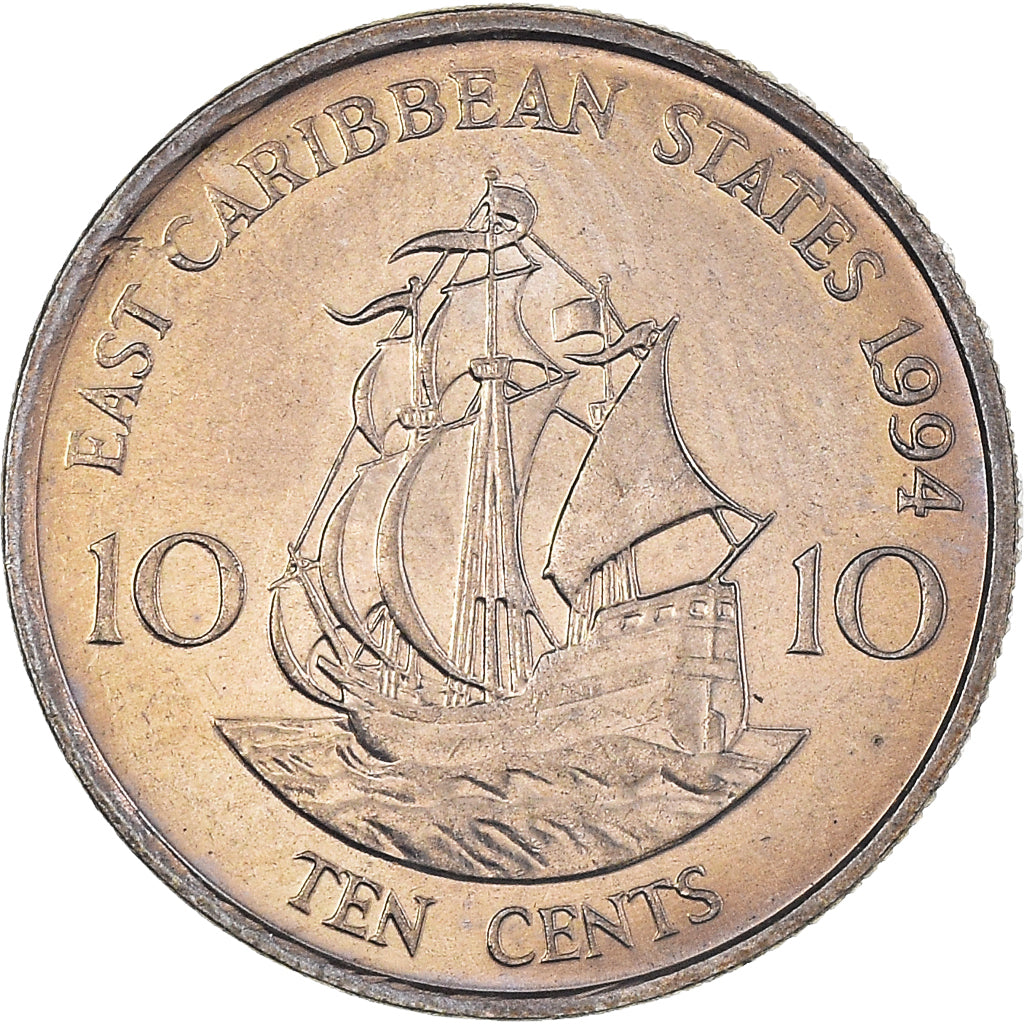 Moneta, Państwa Wschodnich Karaibów, Elizabeth II, 10 Cents, 1994, MS(63)