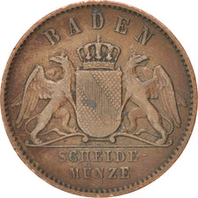 Stati tedeschi, BADEN, Friedrich I, Kreuzer, 1864, BB, Rame, KM:242