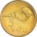 Moeda, Vanuatu, 5 Vatu, 1990, British Royal Mint, MS(60-62), Níquel-Latão