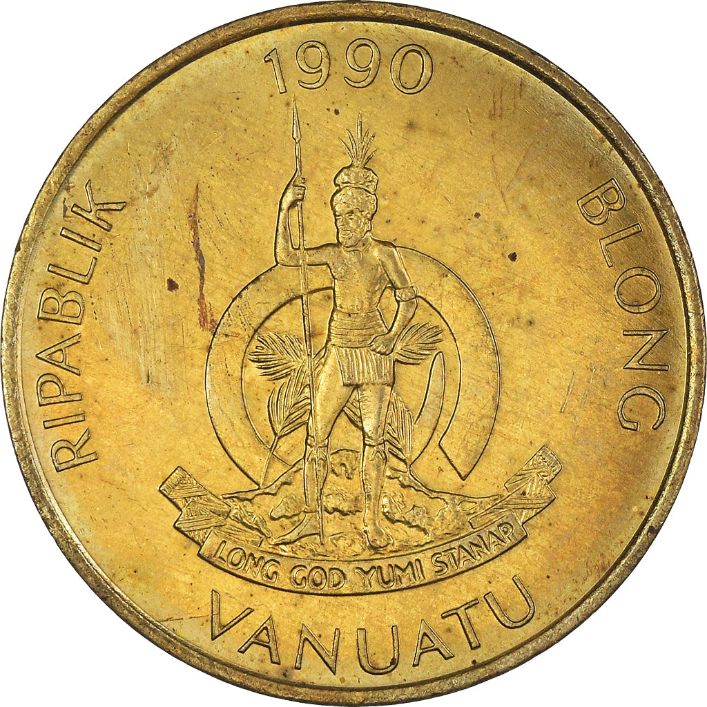 Moneta, Vanuatu, 5 Vatu, 1990, British Royal Mint, SPL, Nichel-ottone, KM:5