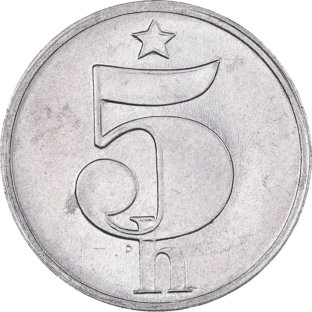 Moneda, Checoslovaquia, 5 Haleru, 1977, SC, Aluminio, KM:86