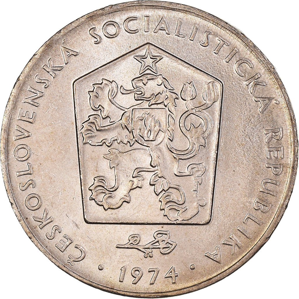 Coin, Czechoslovakia, 2 Koruny, 1974, MS(60-62), Copper-nickel, KM:75