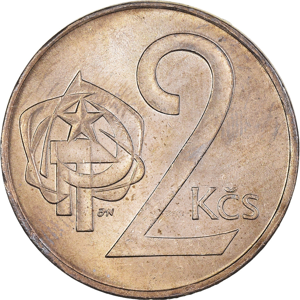 Coin, Czechoslovakia, 2 Koruny, 1974, MS(60-62), Copper-nickel, KM:75