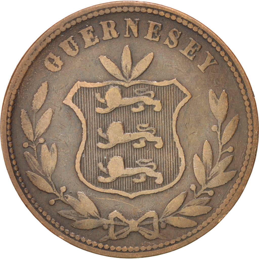 Coin, Guernsey, 8 Doubles, 1864, Heaton, Birmingham, VF(20-25), Bronze, KM:7