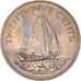 Coin, Bahamas, Elizabeth II, 25 Cents, 1991, AU(55-58), Copper-nickel, KM:63.2