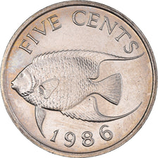 Coin, Bermuda, Elizabeth II, 5 Cents, 1986, MS(60-62), Copper-nickel, KM:45