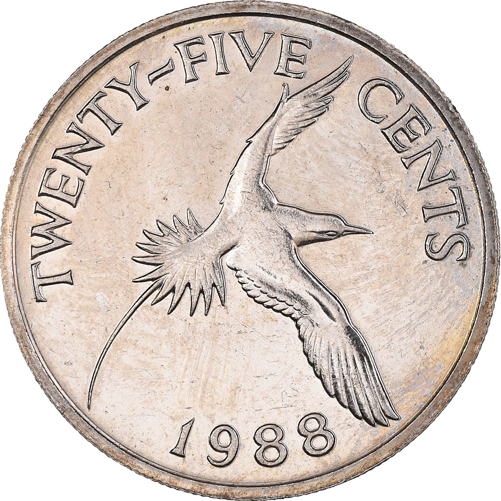 Monnaie, Bermudes, Elizabeth II, 25 Cents, 1988, TTB+, Cupro-nickel, KM:47