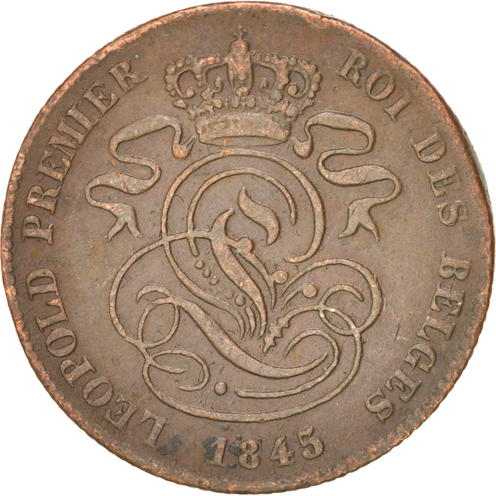Belgium, 2 Centimes, 1845, KM:4.4, TB+, Copper