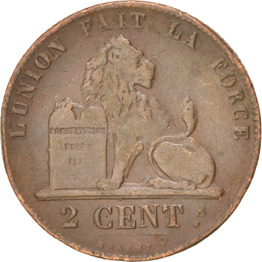 Belgium, 2 Centimes, 1845, KM:4.4, TB+, Copper