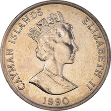 Moeda, Ilhas Caimão, 25 Cents, 1990, MS(60-62), Cobre-níquel, KM:90