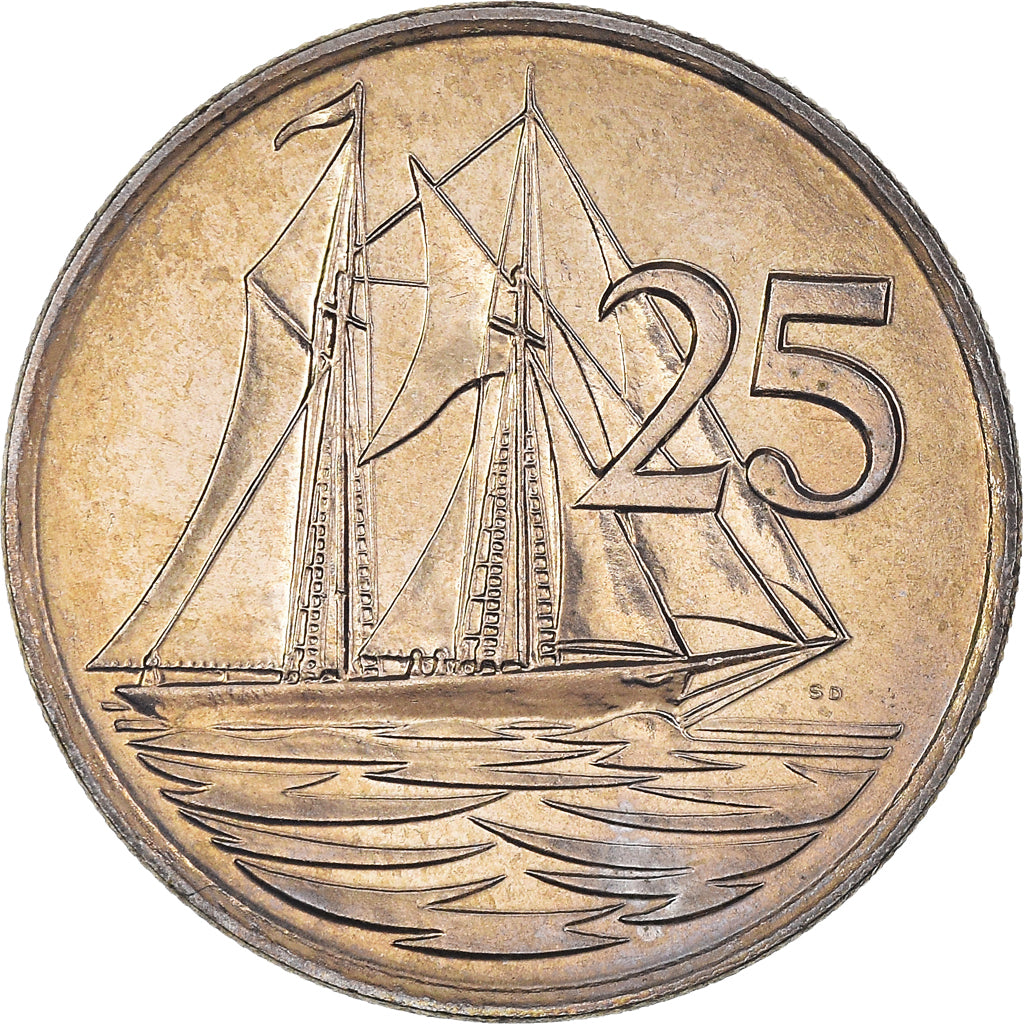 Monnaie, Îles Caïmans, 25 Cents, 1990, SUP+, Cupro-nickel, KM:90