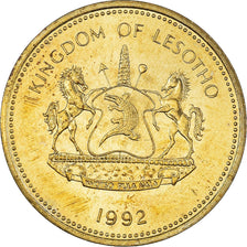 Coin, Lesotho, Letsie III, 2 Lisente, 1992, MS(63), Brass plated steel, KM:55a