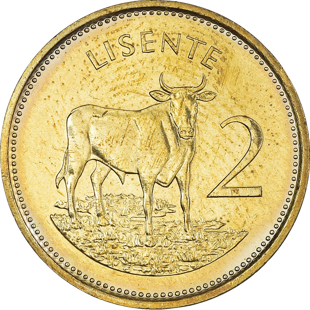 Coin, Lesotho, Letsie III, 2 Lisente, 1992, MS(63), Brass plated steel, KM:55a