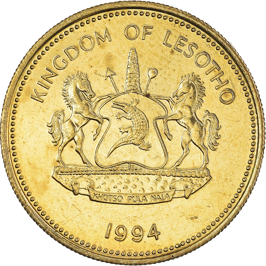 Coin, Lesotho, Letsie III, 5 Licente, Lisente, 1994, MS(60-62), Brass, KM:56