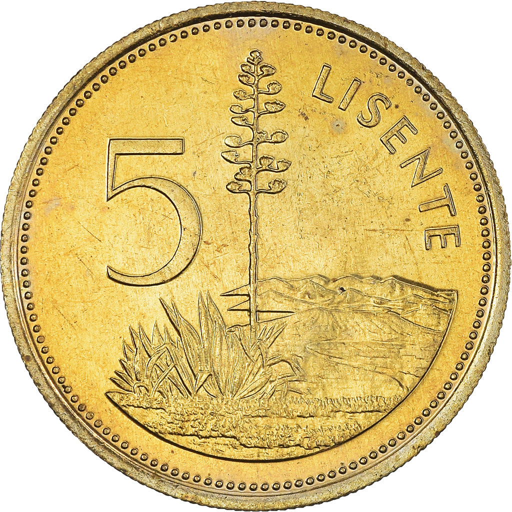Coin, Lesotho, Letsie III, 5 Licente, Lisente, 1994, MS(60-62), Brass, KM:56