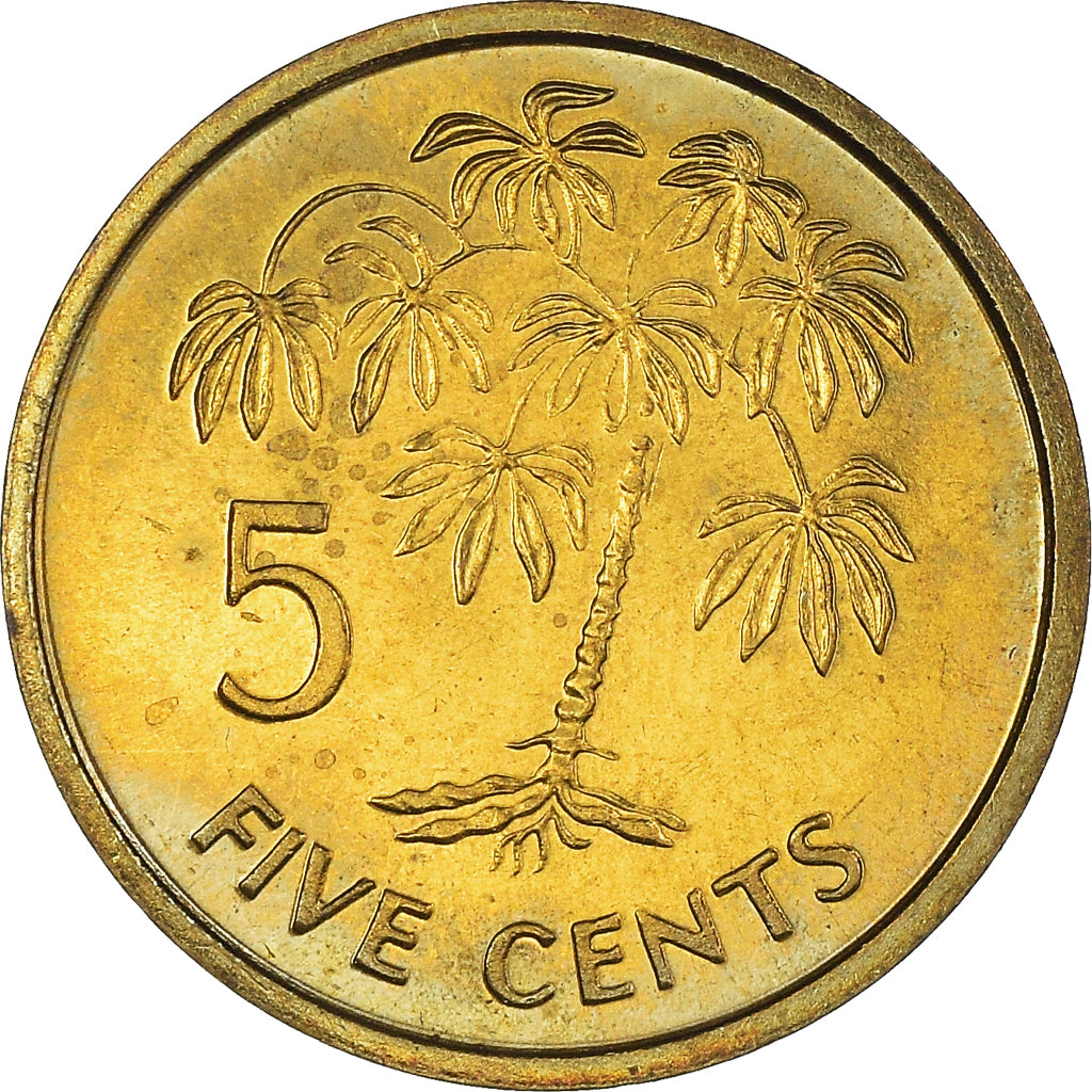 Coin, Seychelles, 5 Cents, 1995, British Royal Mint, MS(63), Brass, KM:47.2