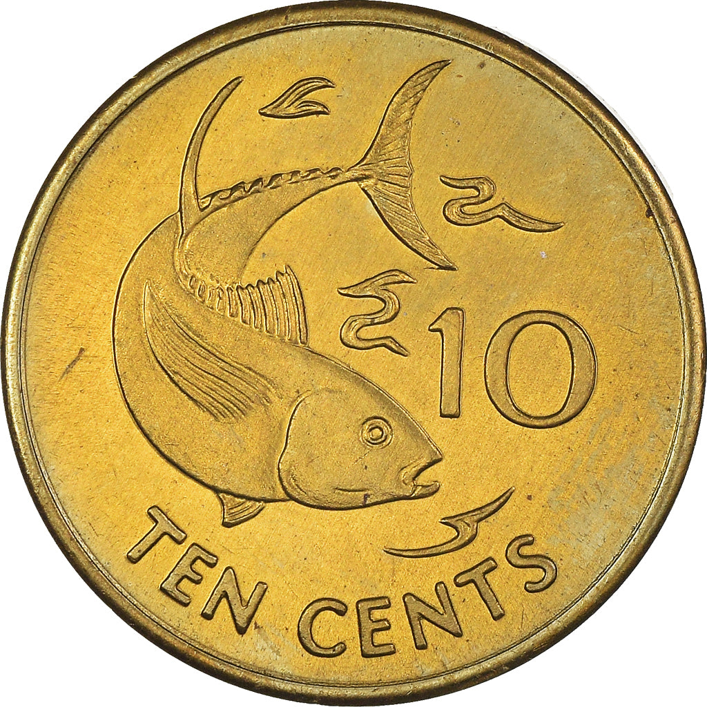 Coin, Seychelles, 10 Cents, 1994, British Royal Mint, MS(63), Brass, KM:48.2