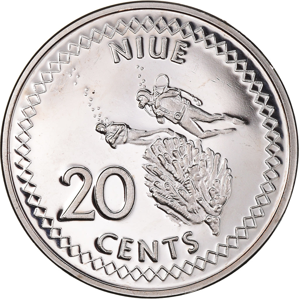 Moneta, Niue, Elizabeth II, 20 Cents, 2010, New Zealand, SPL, Nickel Plated
