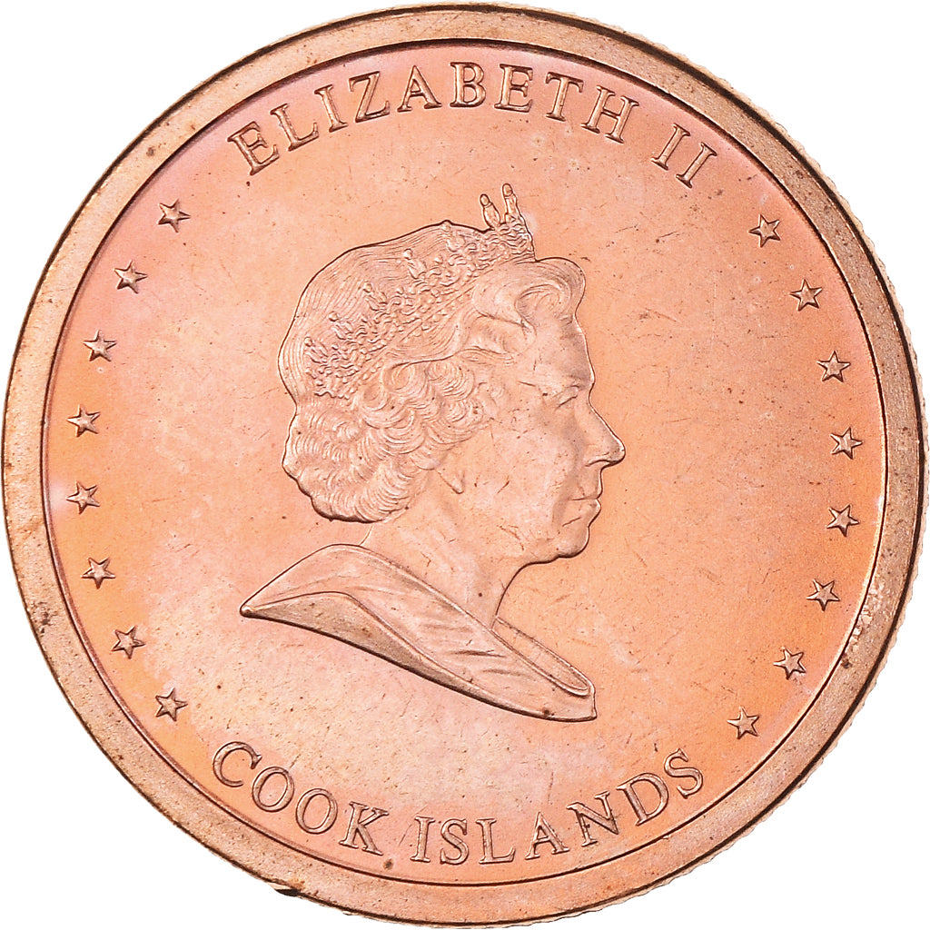 Coin, Cook Islands, Elizabeth II, 2 Cents, 2010, MS(63), Brass plated steel