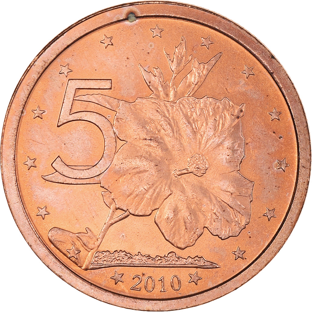 Coin, Cook Islands, Elizabeth II, 5 Cents, 2010, MS(60-62), Brass plated steel