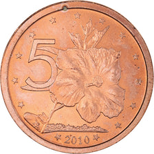 Coin, Cook Islands, Elizabeth II, 5 Cents, 2010, MS(60-62), Brass plated steel