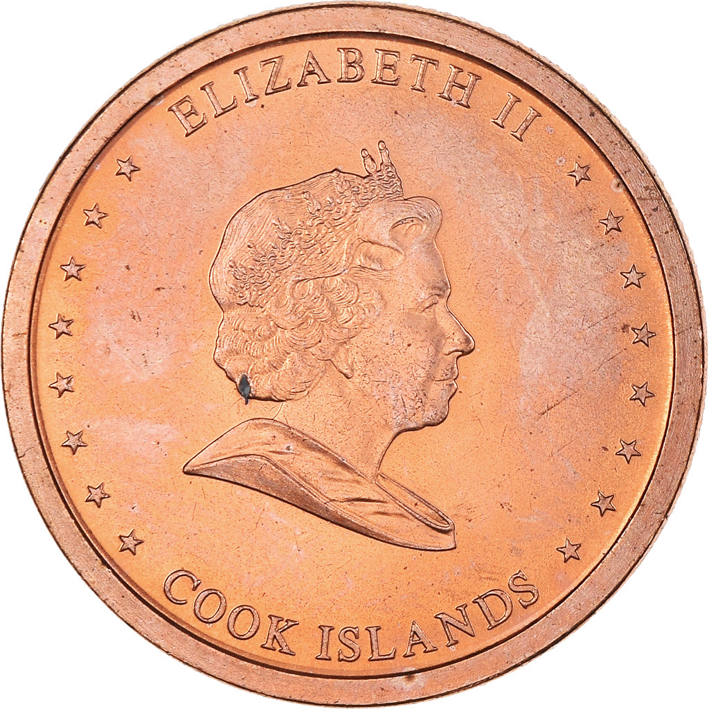 Coin, Cook Islands, Elizabeth II, 5 Cents, 2010, MS(60-62), Brass plated steel