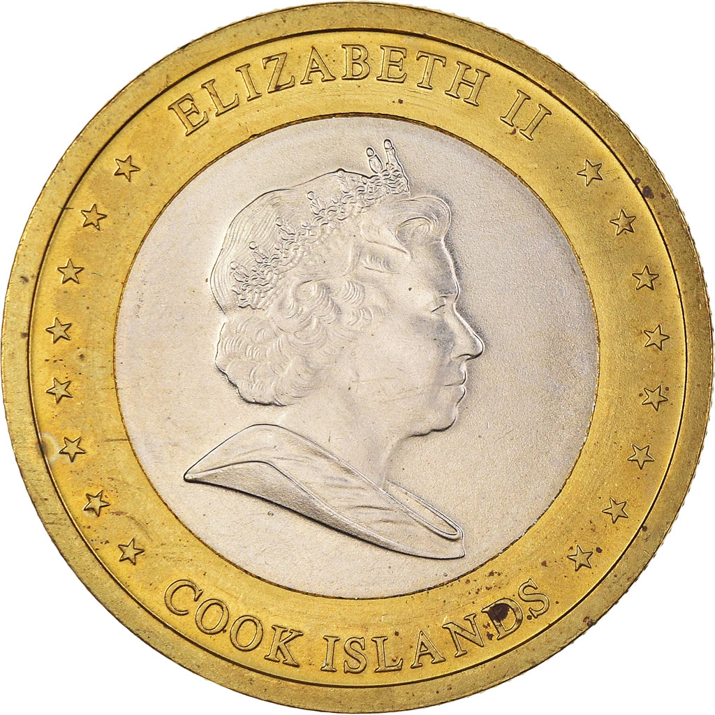 Münze, Cookinseln, Elizabeth II, Dollar, 2010, UNZ, Bi-Metallic, KM:762
