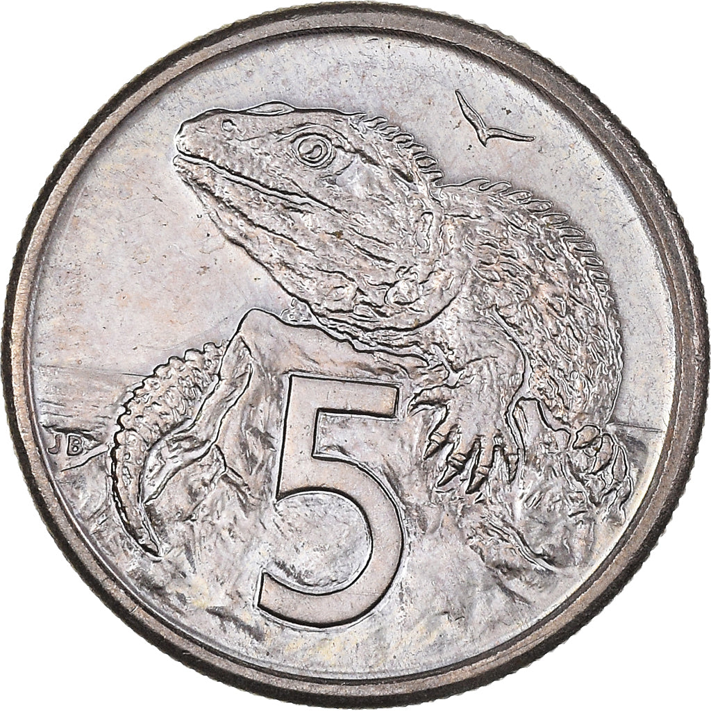 Moneta, Nowa Zelandia, Elizabeth II, 5 Cents, 1982, AU(55-58), Miedź-Nikiel