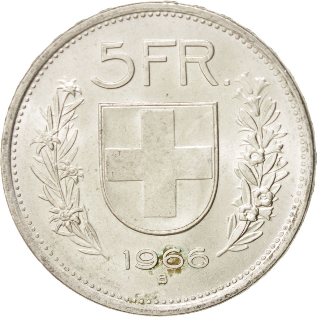 Switzerland, 5 Francs, 1966, Bern, KM:40, MS(60-62), Silver