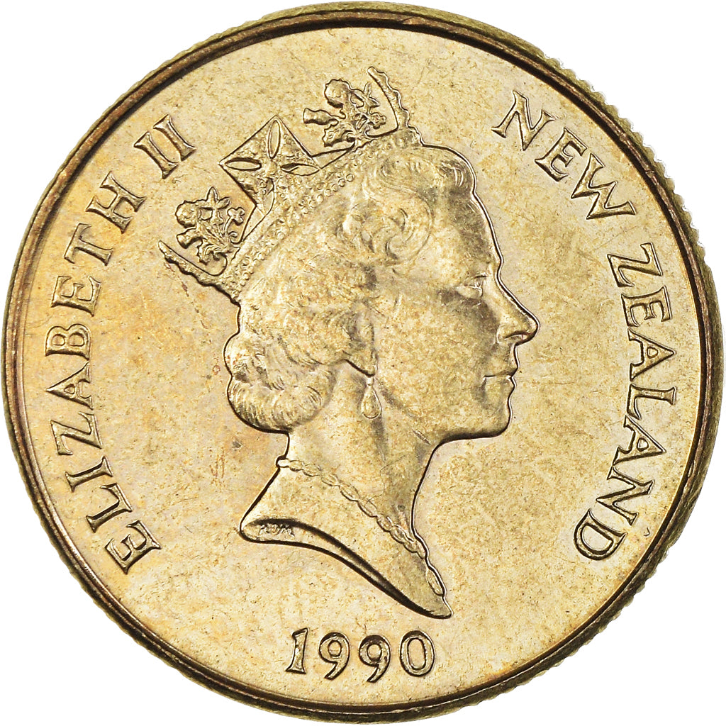 Coin, New Zealand, Dollar, 1990, MS(63), Aluminum-Bronze