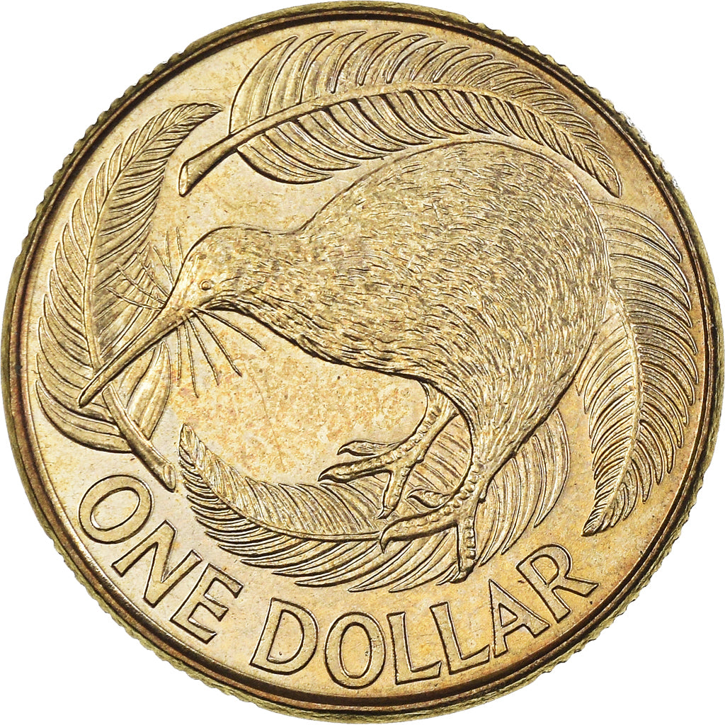 Coin, New Zealand, Dollar, 1990, MS(63), Aluminum-Bronze