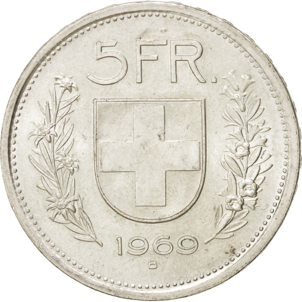 Switzerland, 5 Francs, 1966, Bern, KM:40, AU(55-58), Silver