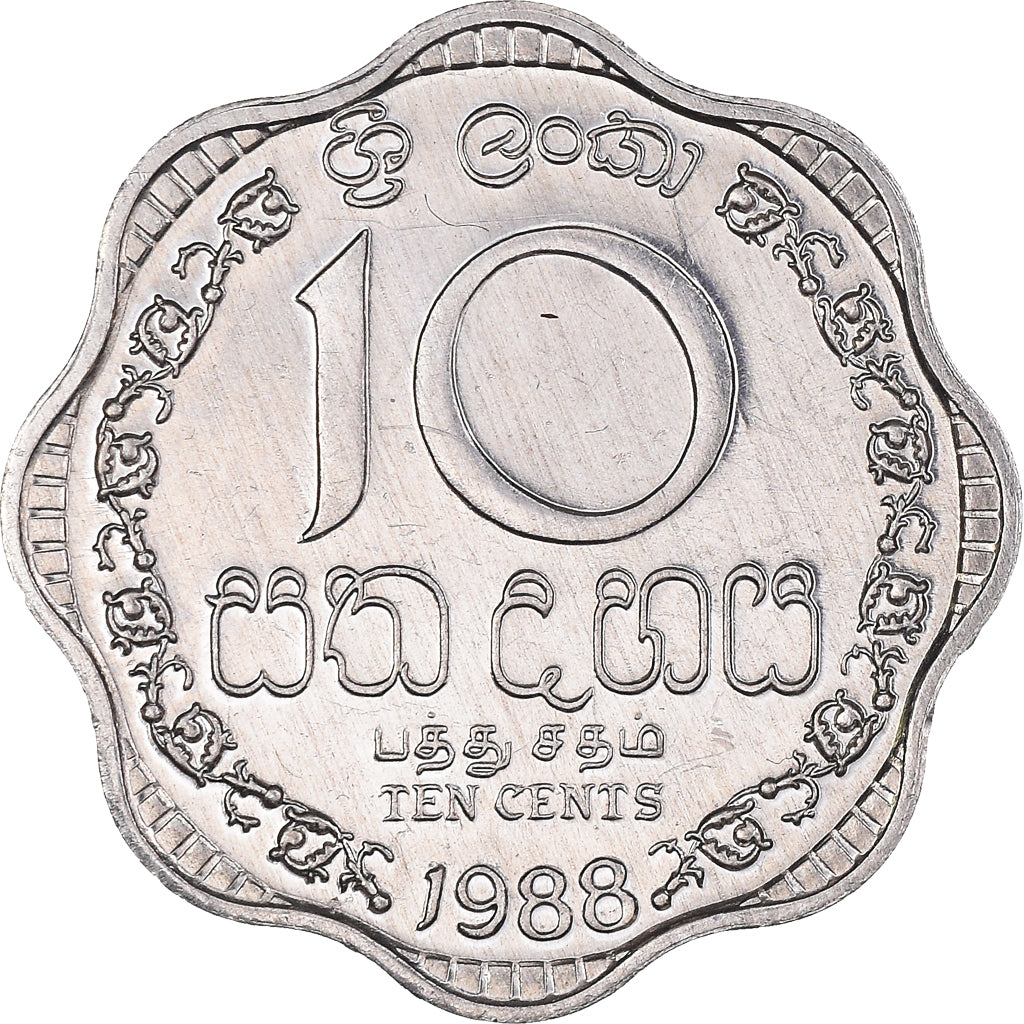 Moneda, Sri Lanka, 10 Cents, 1988, EBC+, Aluminio, KM:140a