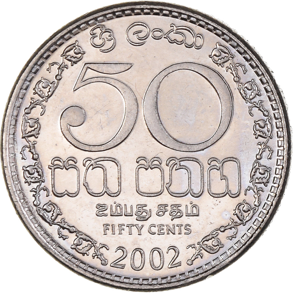 Coin, Sri Lanka, 50 Cents, 2002, AU(50-53), Nickel plated steel, KM:135.2a