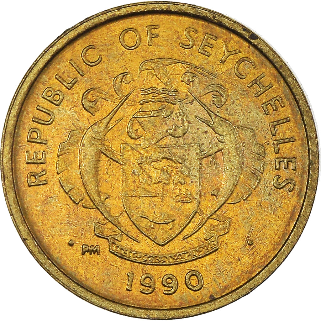 Coin, Seychelles, Cent, 1990, British Royal Mint, AU(55-58), Brass, KM:46.2