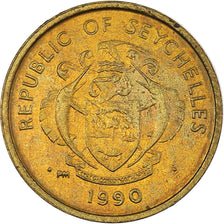 Coin, Seychelles, Cent, 1990, British Royal Mint, AU(55-58), Brass, KM:46.2