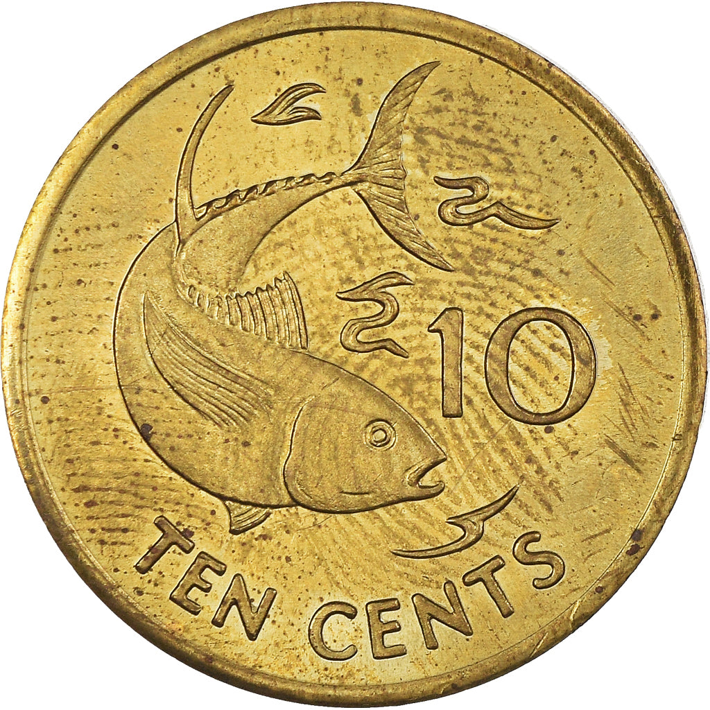 Moneda, Seychelles, 10 Cents, 1994, British Royal Mint, MBC+, Latón, KM:48.2
