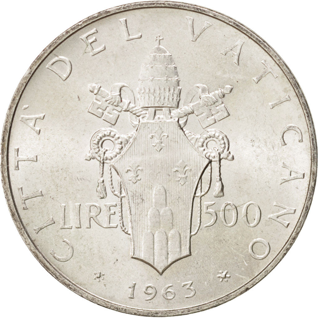 Coin, VATICAN CITY, Paul VI, 500 Lire, 1963, MS(63), Silver, KM:83.1